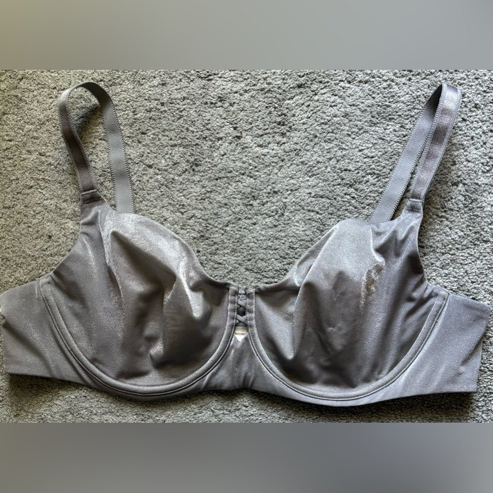 Unlined Torrid gray mesh balconette bra. 40D